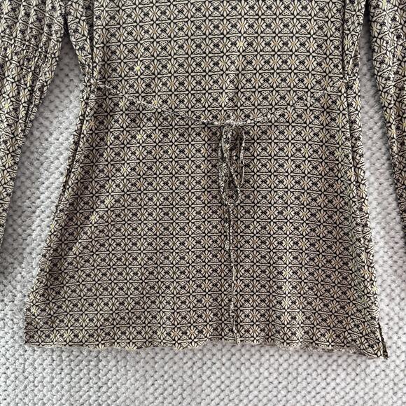 Y2K Suzie in the City Top Womens M Brown Gold Babydoll V-Neck Flared Long Sleeve - Picture 9 of 16